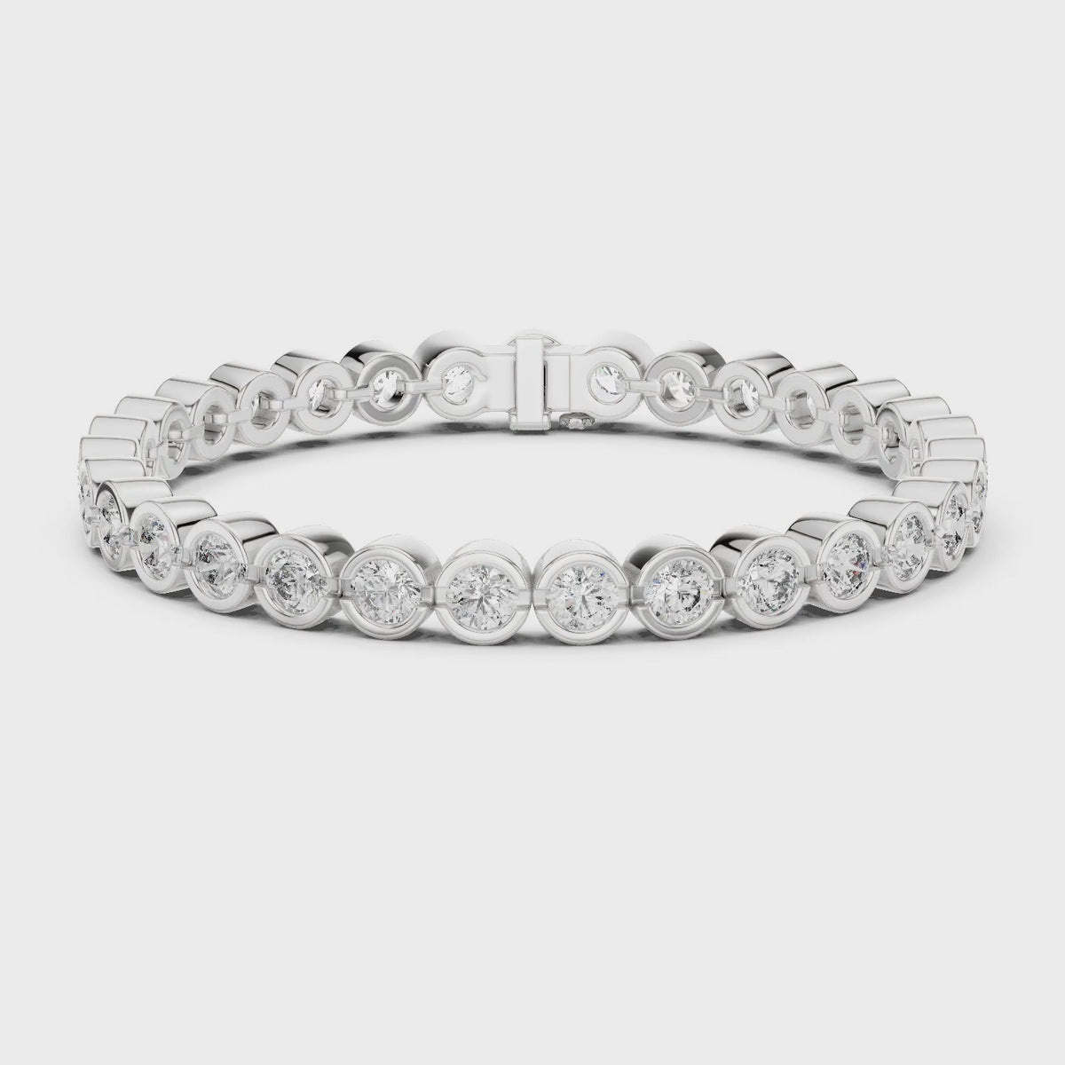 Isla 10 Carat Round Lab Grown Diamond Tennis Bracelet - White Gold video