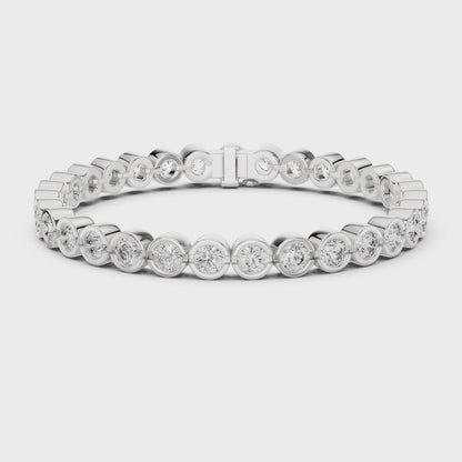 Isla 10 Carat Round Lab Grown Diamond Tennis Bracelet - White Gold video
