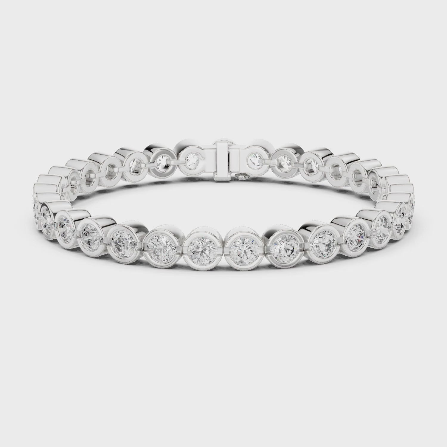 Isla 10 Carat Round Lab Grown Diamond Tennis Bracelet - White Gold video