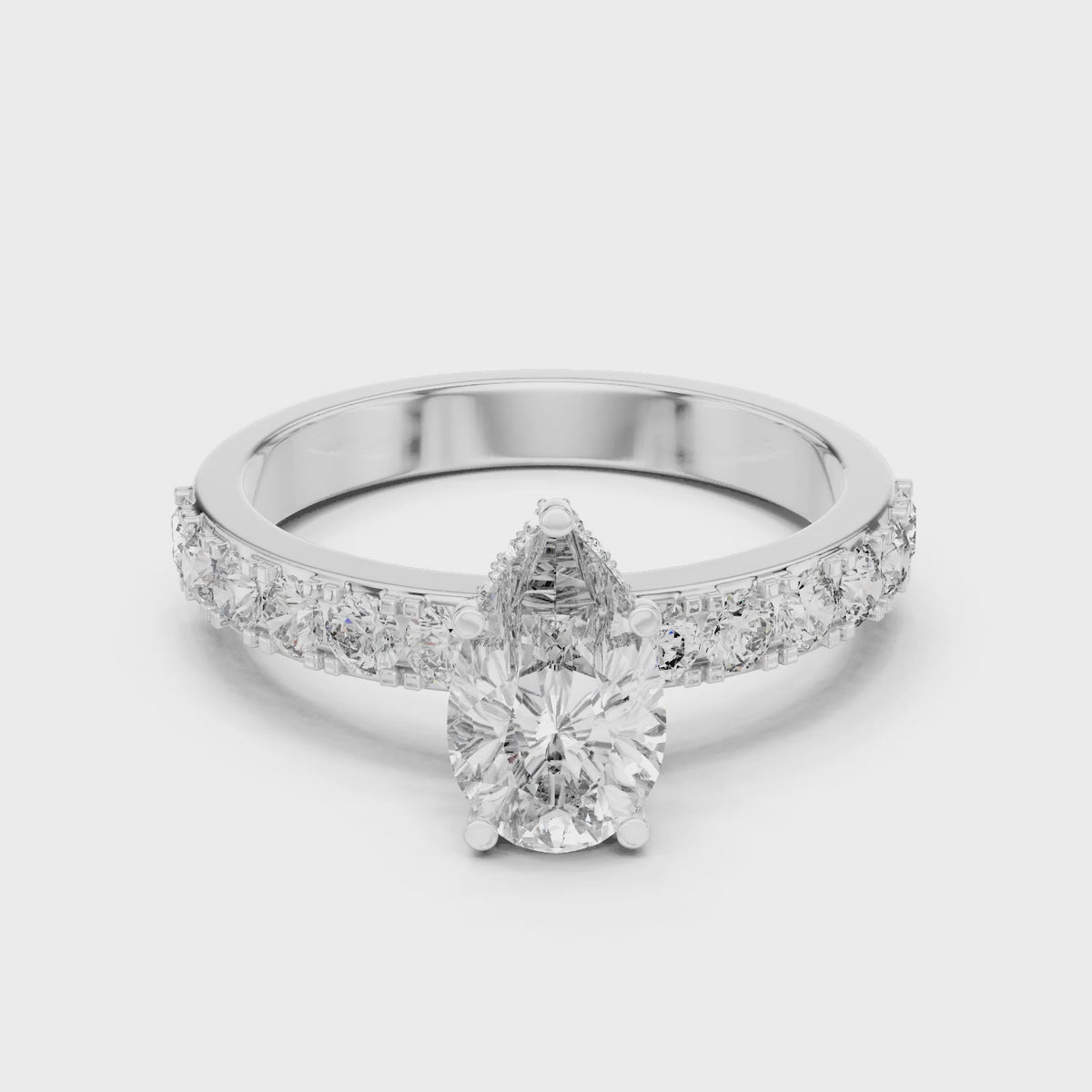 Celeste 1 Carat Pear Lab Grown Diamond Halo Ring - White Gold video