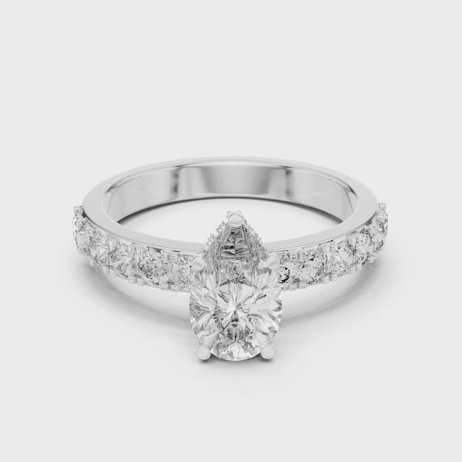 Celeste 1 Carat Pear Lab Grown Diamond Halo Ring - White Gold video