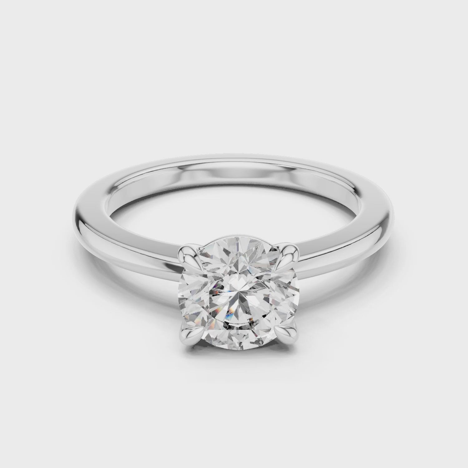 Clara 1.5 Carat Round Lab Grown Diamond Claw Solitaire Engagement Ring - White Gold video
