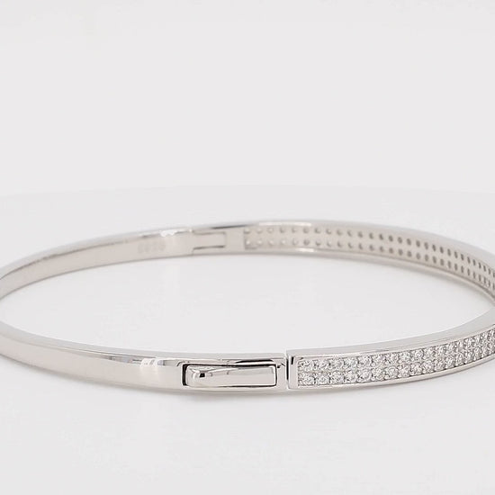 Divara Ursula Bangle sterling silver 925 cubic zirconia bracelet, 360 degree video
