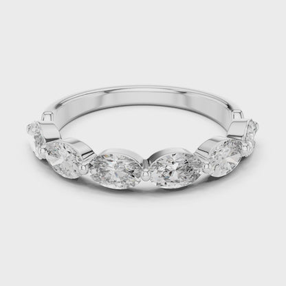 Aurora 2 Carat Oval Lab Grown Diamond Half Eternity Ring - White Gold video