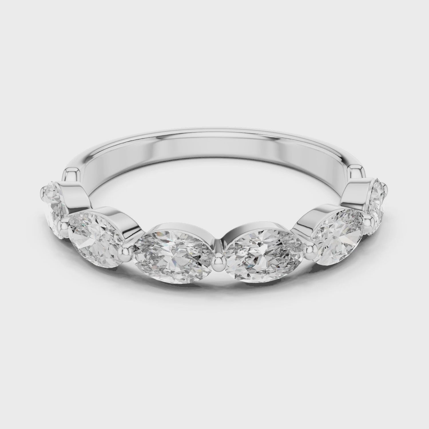 Aurora 2 Carat Oval Lab Grown Diamond Half Eternity Ring - White Gold video