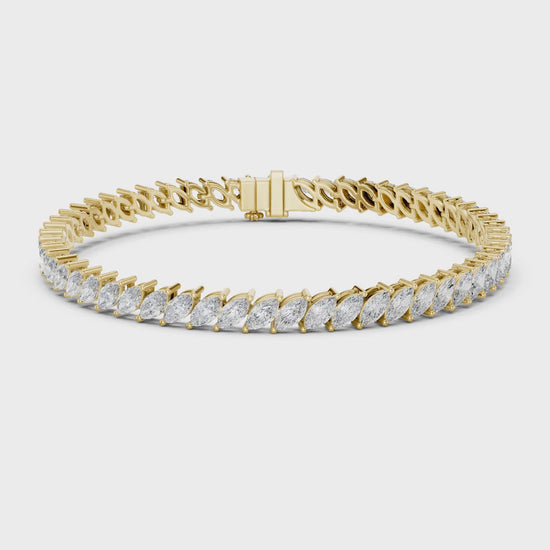 Aurora 9 Carat Marquise Lab Grown Diamond Tennis Bracelet - Yellow Gold video