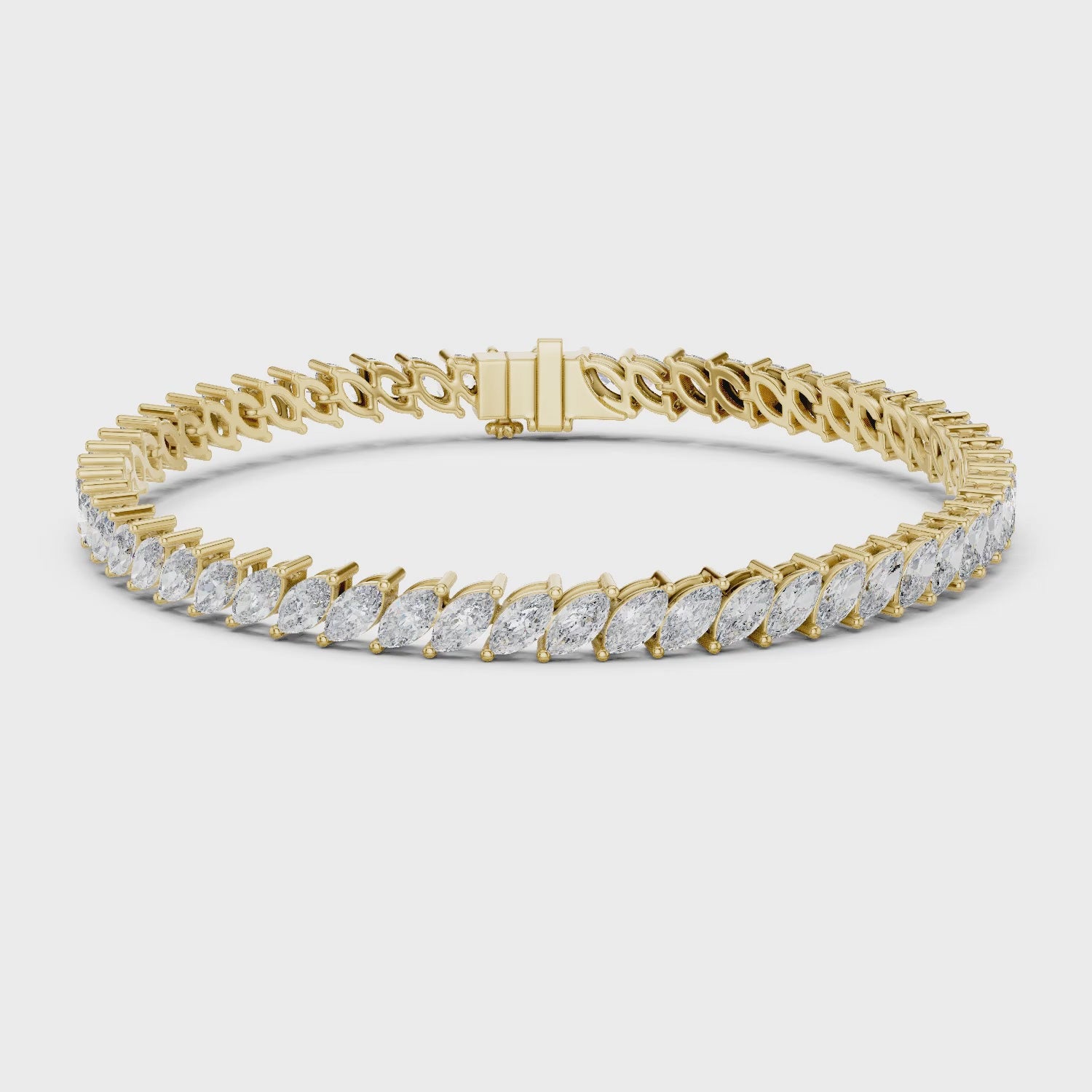Aurora 9 Carat Marquise Lab Grown Diamond Tennis Bracelet - Yellow Gold video