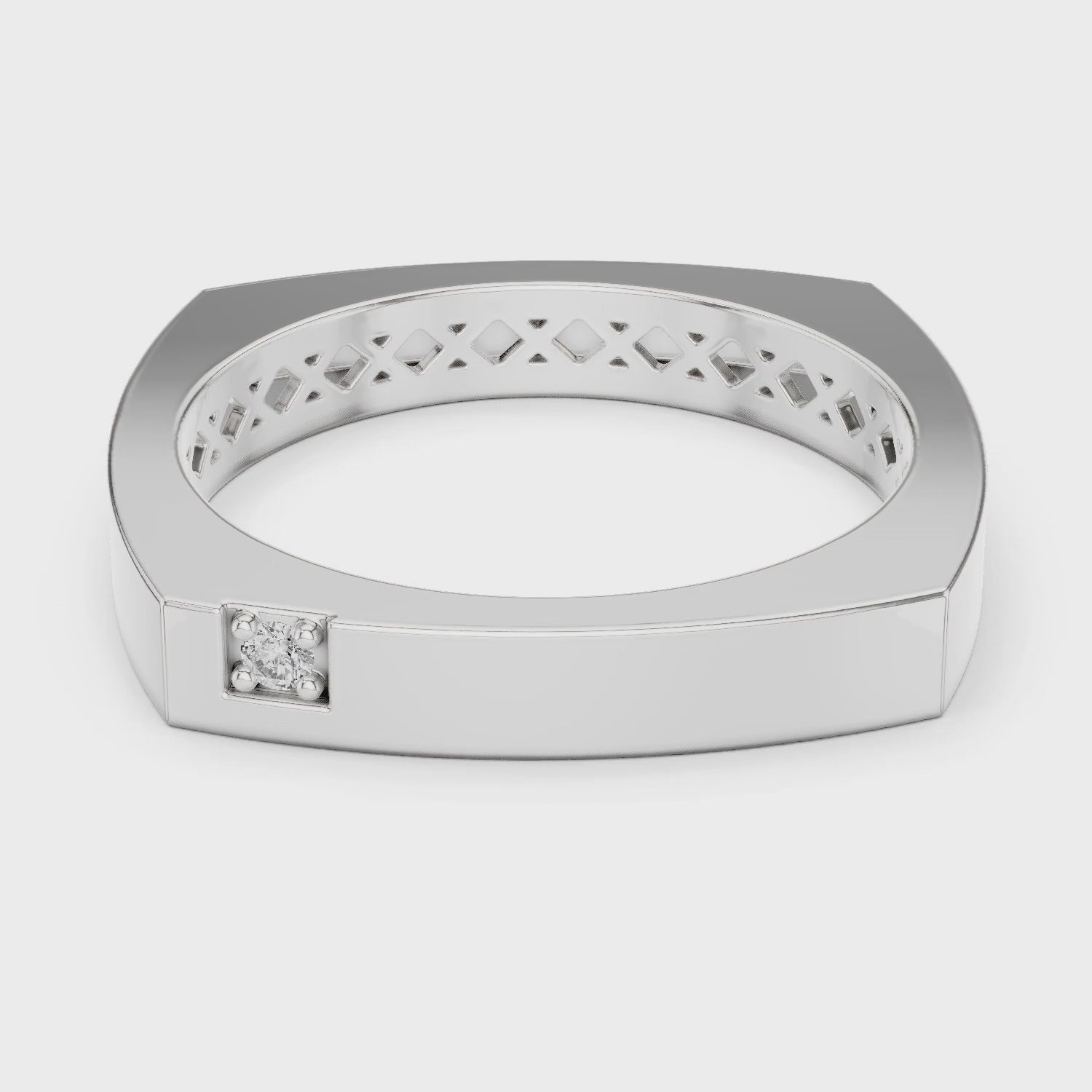 Vera Round Lab Grown Diamond Claw Geometric Ring - White Gold video