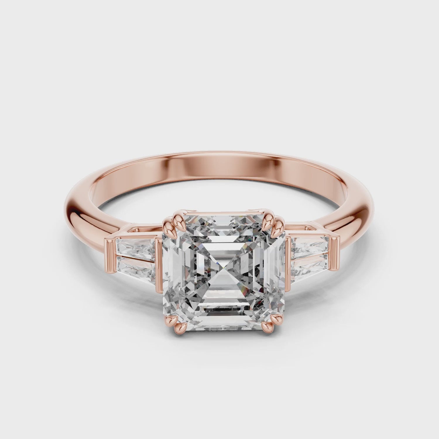 Vera 2 Carat Emerald Lab Grown Diamond Graduated Three Stone Ring - Rose Gold video