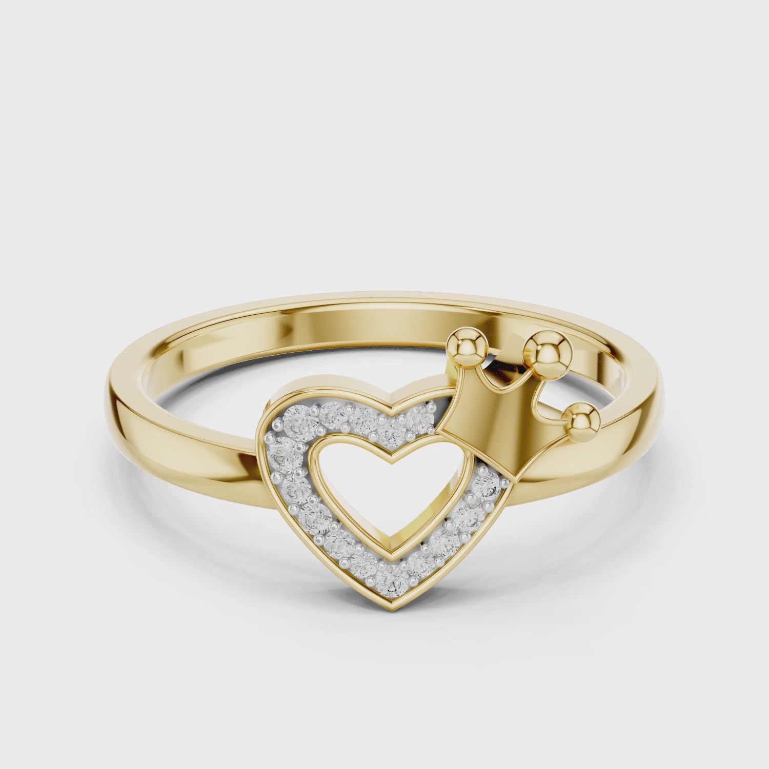 Amara Round Lab Grown Diamond Pave Heart Ring - Yellow Gold video
