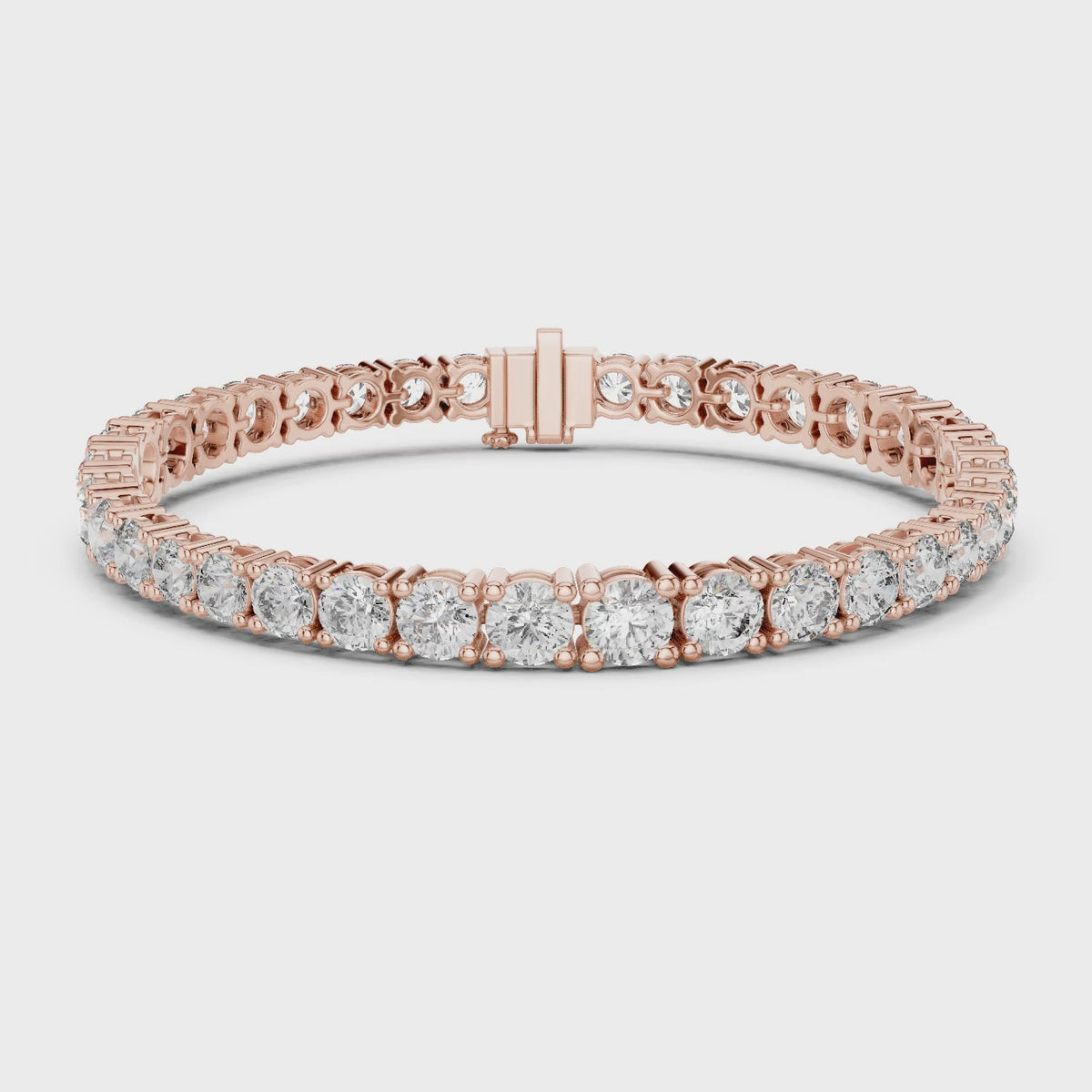 Aurora 12 Carat Round Lab Grown Diamond Collet Tennis Bracelet - Rose Gold video