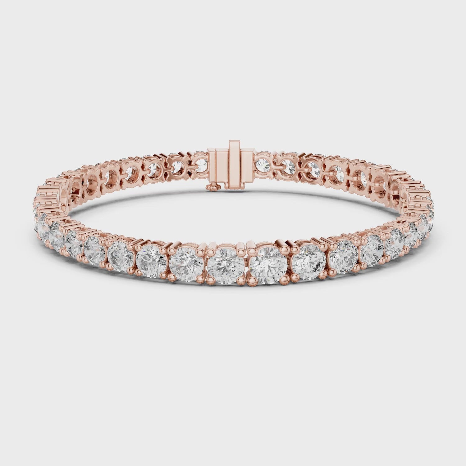 Aurora 12 Carat Round Lab Grown Diamond Collet Tennis Bracelet - Rose Gold video