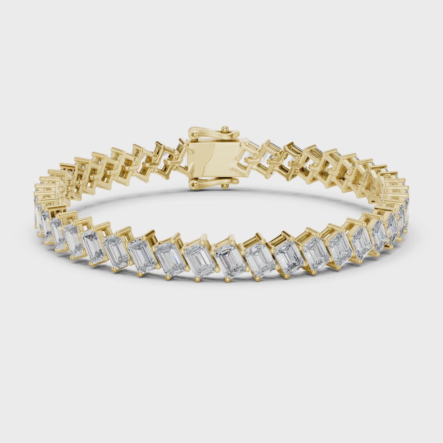 Vera 8 Carat Emerald Lab Grown Diamond Tennis Bracelet - Yellow Gold video