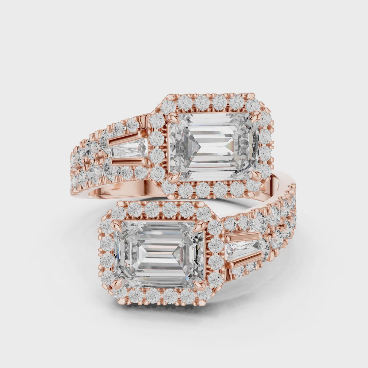 Vera 1 Carat Emerald Lab Grown Diamond Toi et Moi Ring - Rose Gold video