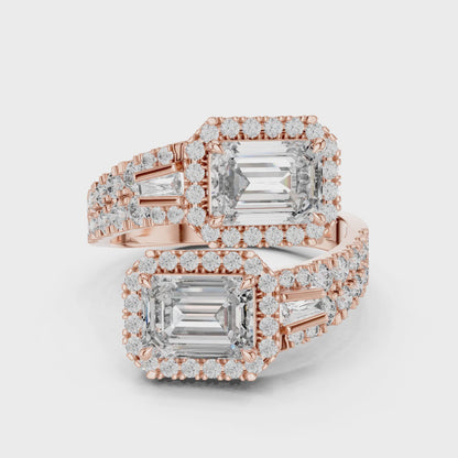 Vera 1 Carat Emerald Lab Grown Diamond Toi et Moi Ring - Rose Gold video