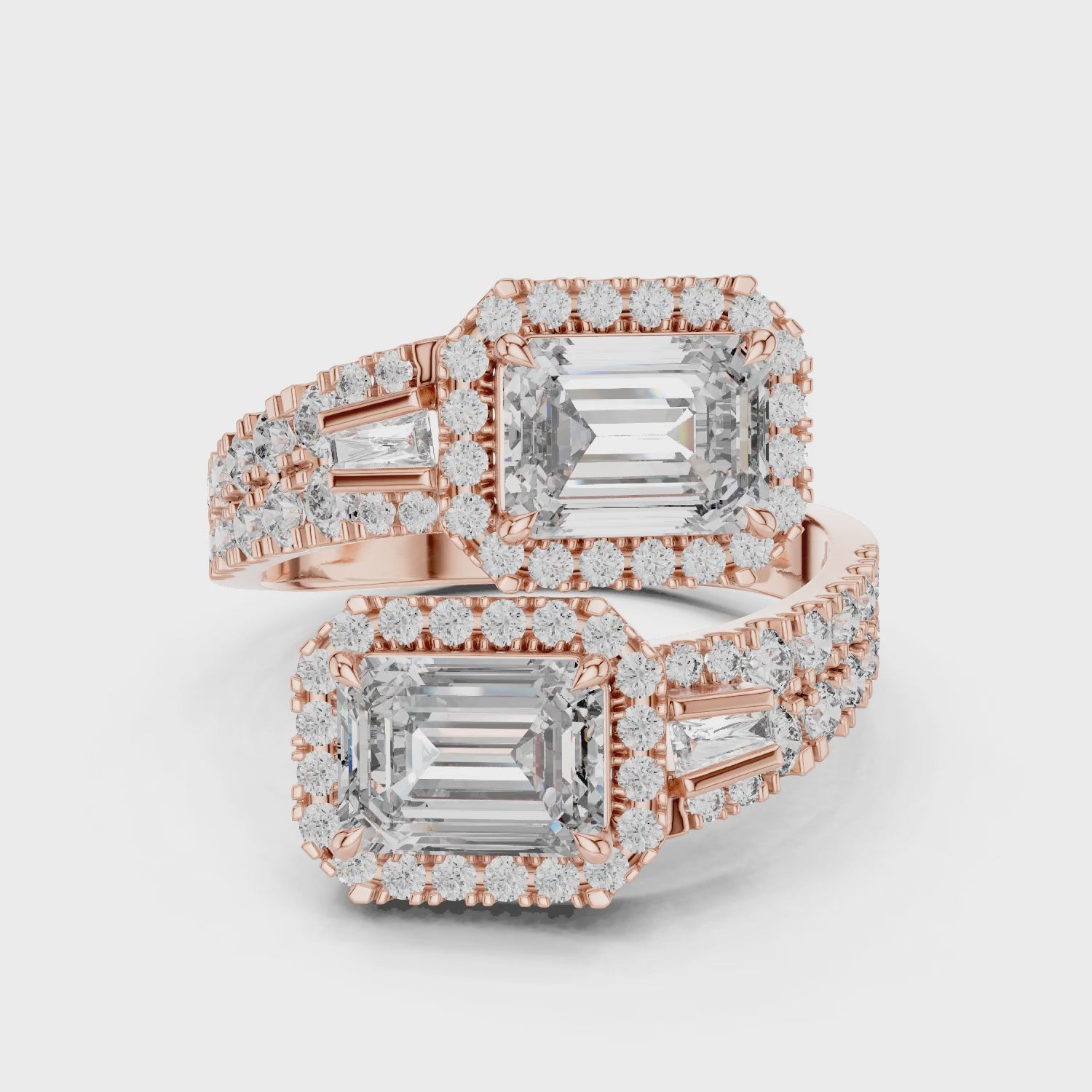 Vera 1 Carat Emerald Lab Grown Diamond Toi et Moi Ring - Rose Gold video