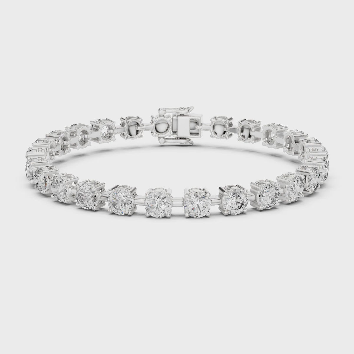 Aurora 10 Carat Round Lab Grown Diamond Tennis Bracelet - White Gold video