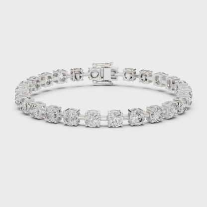 Aurora 10 Carat Round Lab Grown Diamond Tennis Bracelet - White Gold video