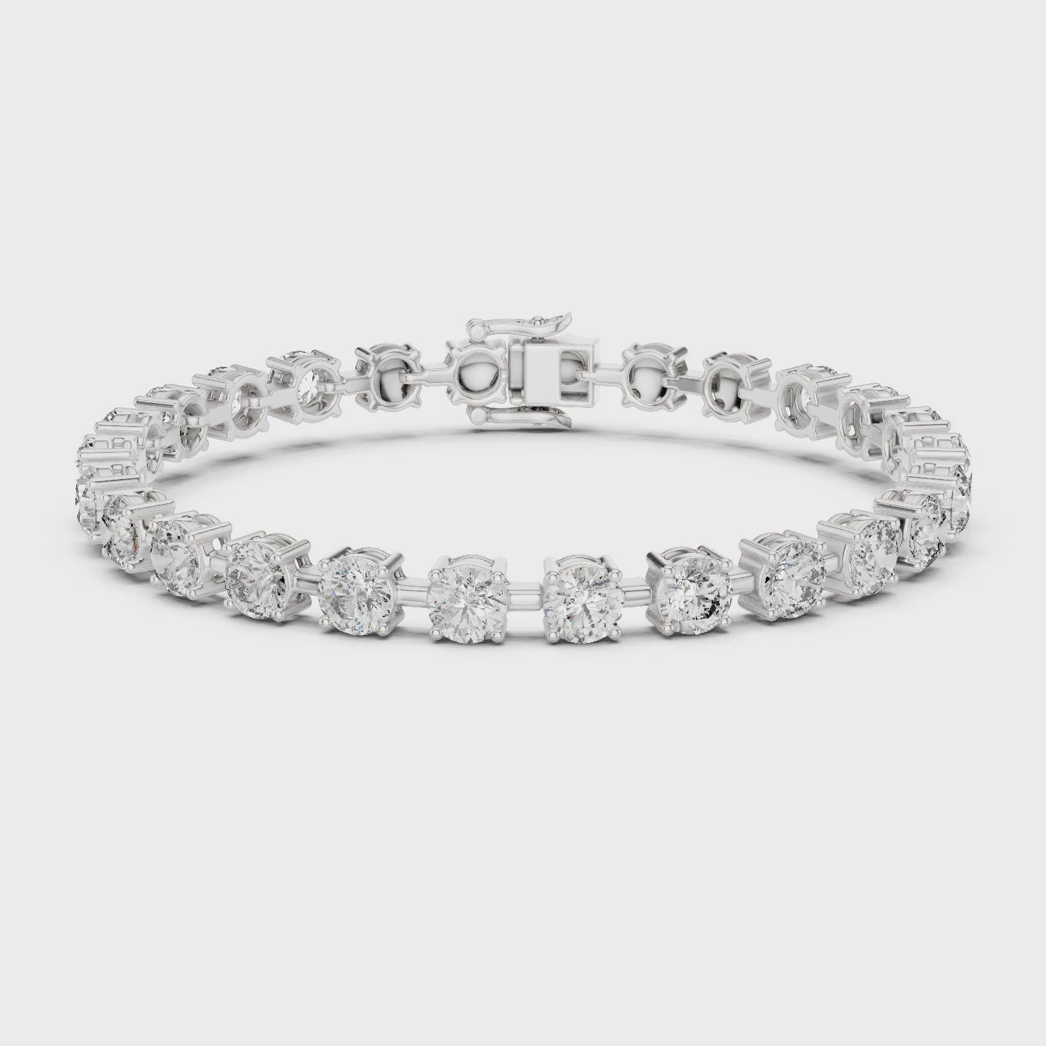 Aurora 10 Carat Round Lab Grown Diamond Tennis Bracelet - White Gold video