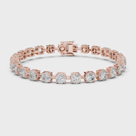 Aurora 10 Carat Round Lab Grown Diamond Tennis Bracelet - Rose Gold video