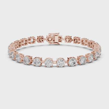 Aurora 10 Carat Round Lab Grown Diamond Tennis Bracelet - Rose Gold video