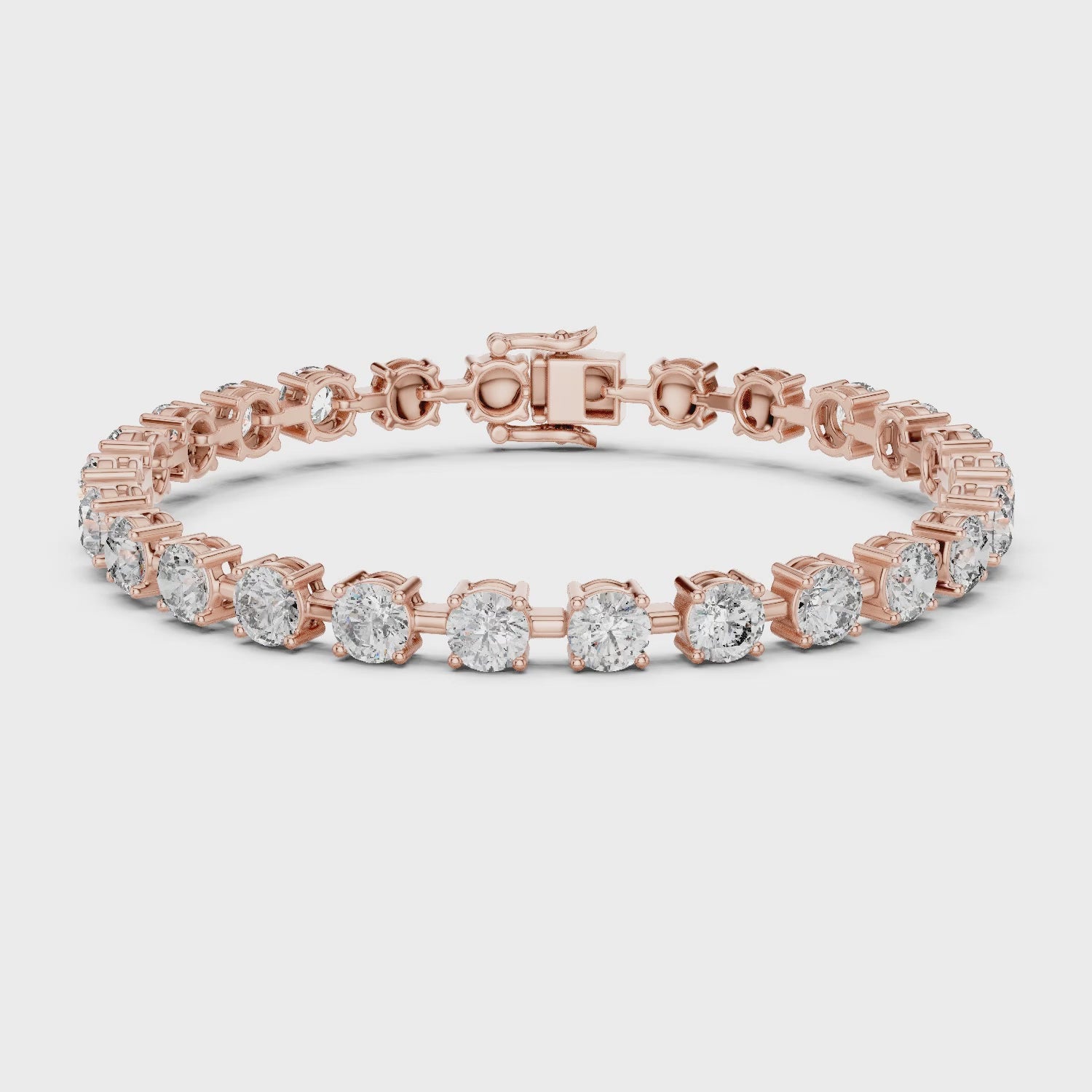 Aurora 10 Carat Round Lab Grown Diamond Tennis Bracelet - Rose Gold video