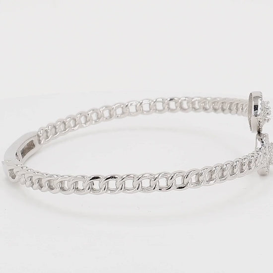 Divara Callista Bangle sterling silver 925 cubic zirconia bracelet, 360 degree video