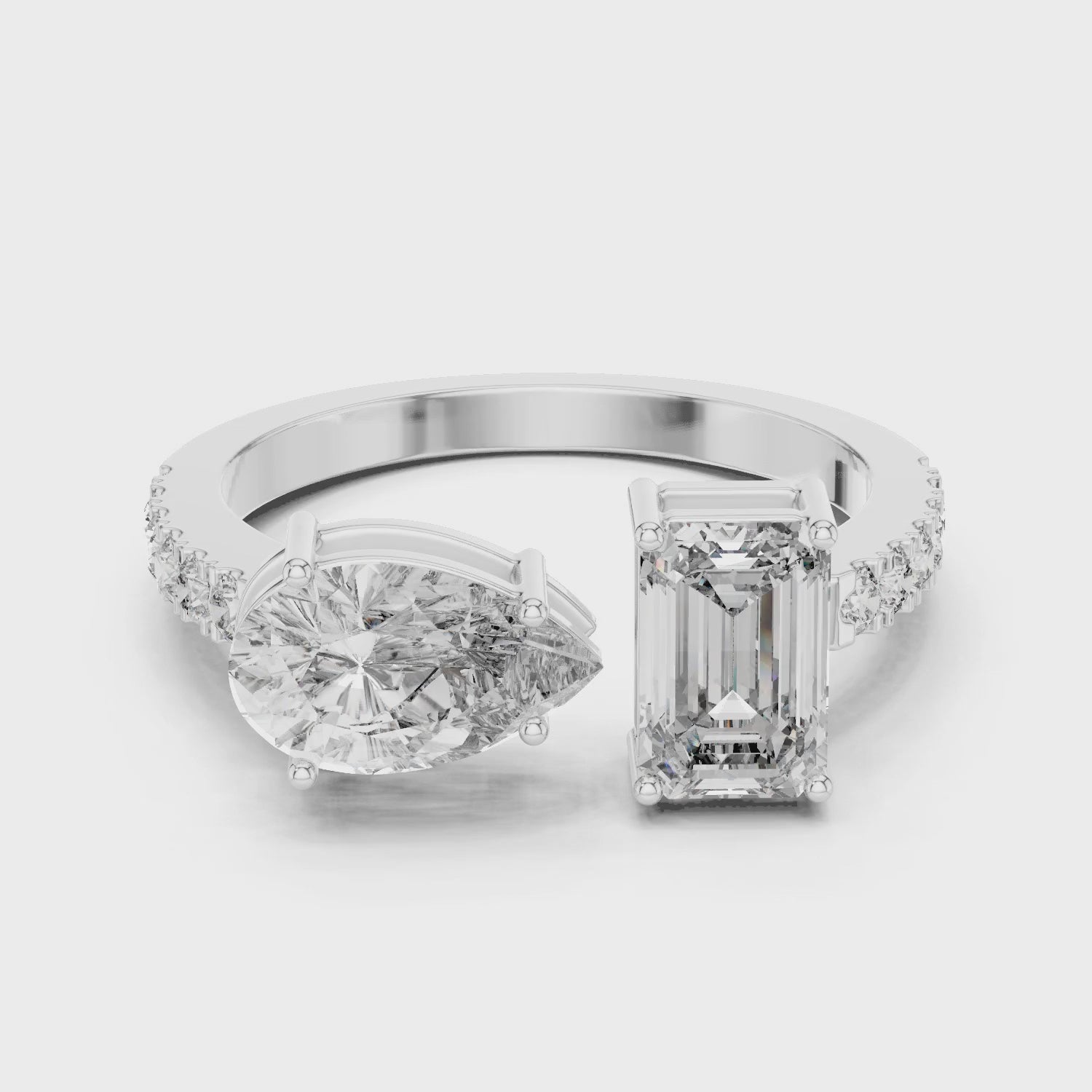 Vera 2 Carat Pear Lab Grown Diamond Toi et Moi Ring - White Gold video