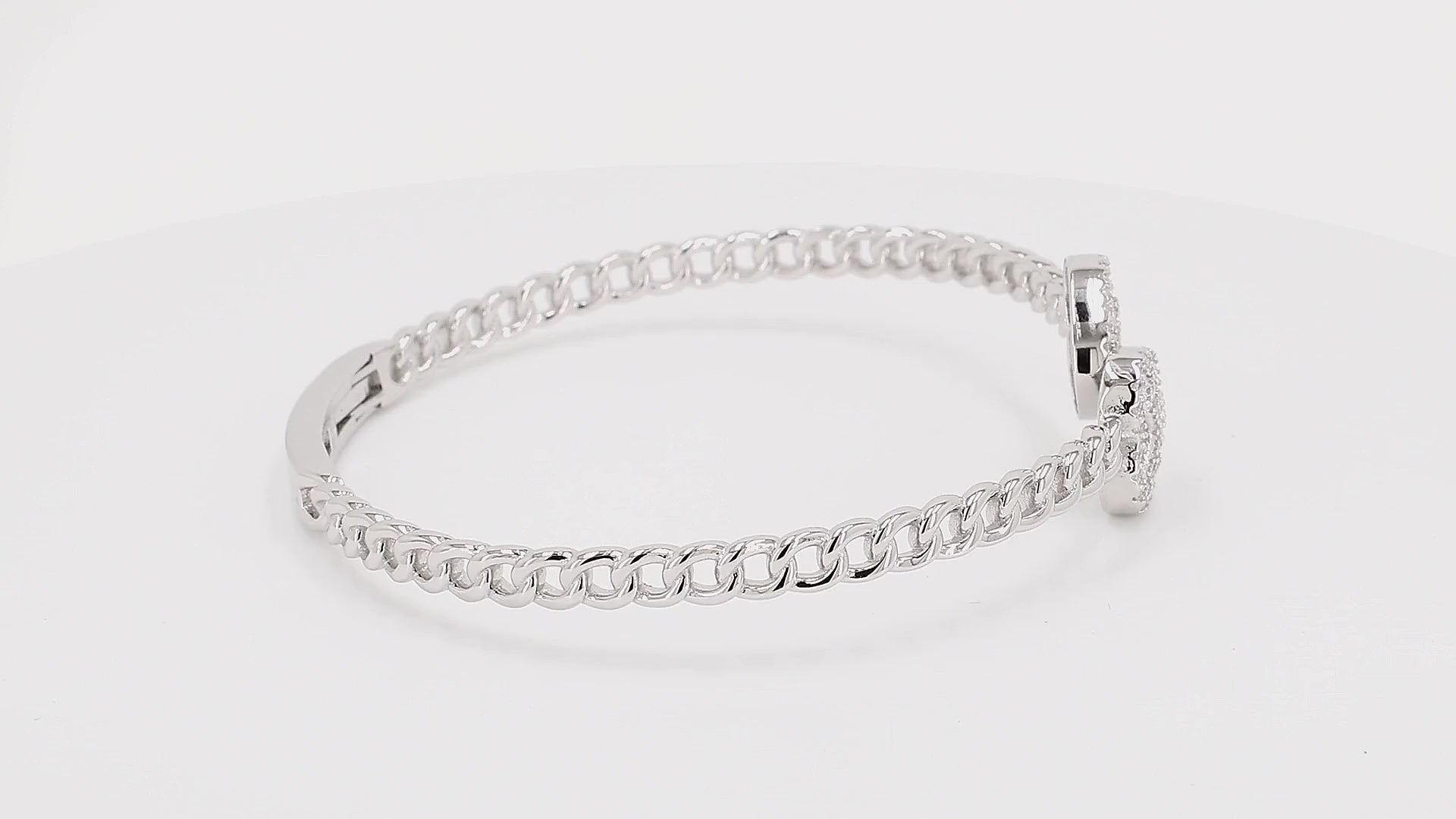 Divara Rosalind Bangle sterling silver 925 cubic zirconia bracelet, 360 degree video