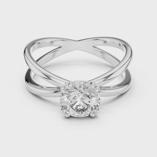 Livia 1 Carat Round Lab Grown Diamond Split Shank Engagement Ring - White Gold video
