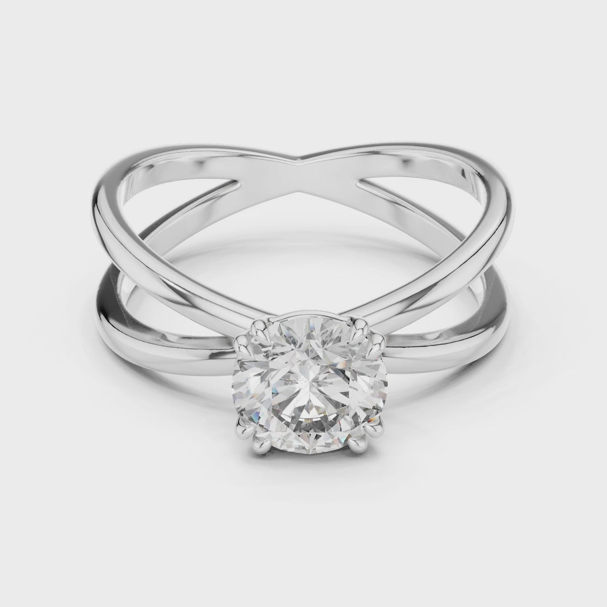 Livia 1 Carat Round Lab Grown Diamond Split Shank Engagement Ring - White Gold video
