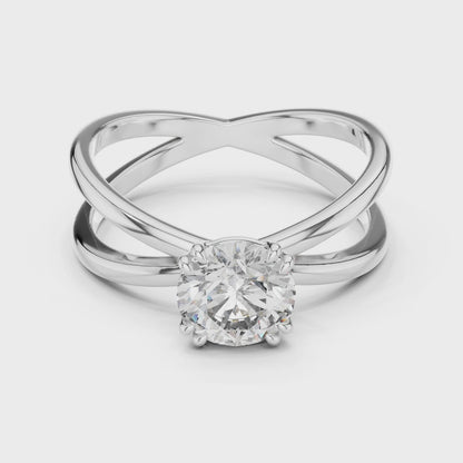 Livia 1 Carat Round Lab Grown Diamond Split Shank Engagement Ring - White Gold video