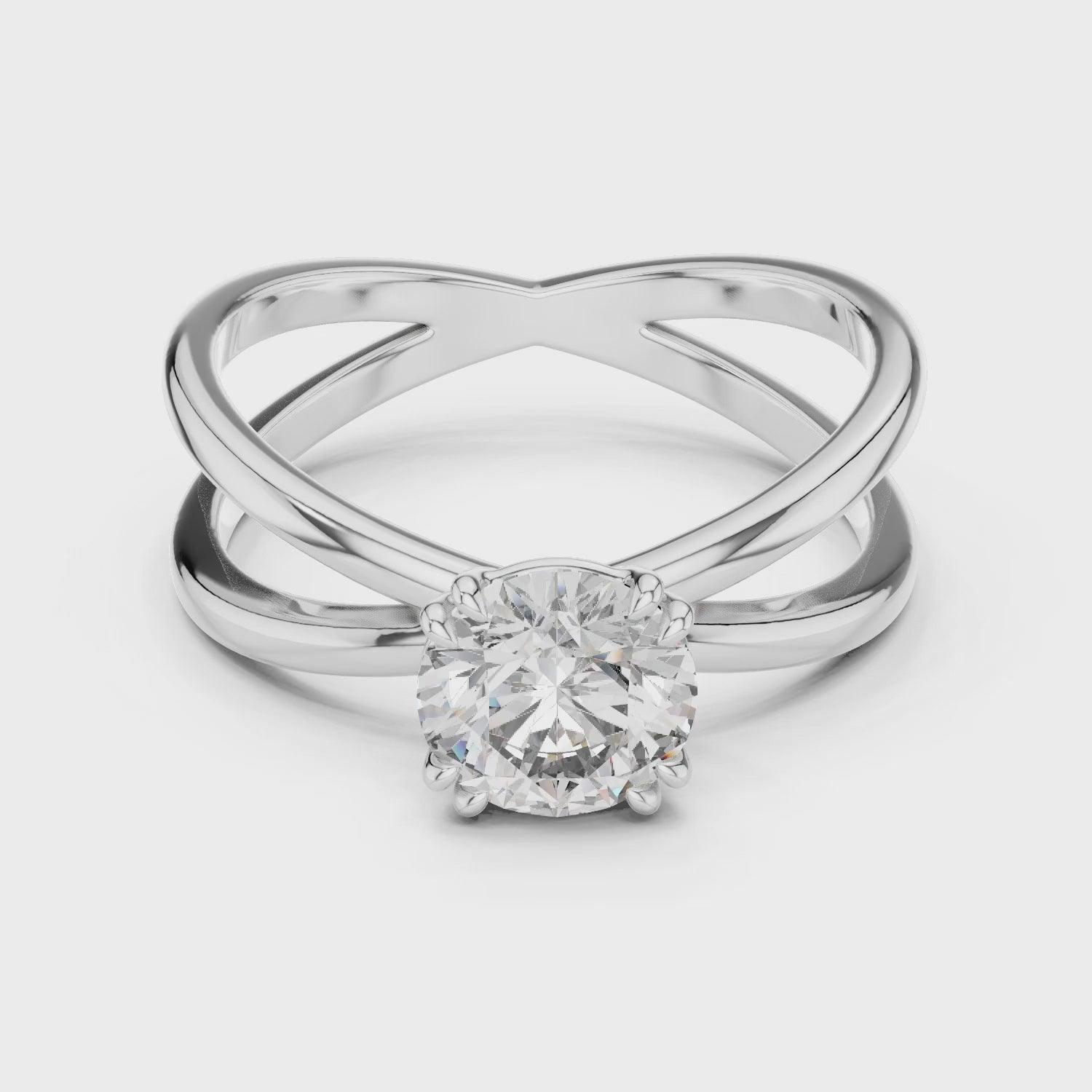 Livia 1 Carat Round Lab Grown Diamond Split Shank Engagement Ring - White Gold video