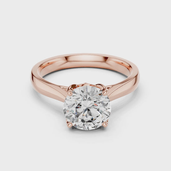 Clara 1.5 Carat Round Lab Grown Diamond Openwork Solitaire Engagement Ring - Rose Gold video