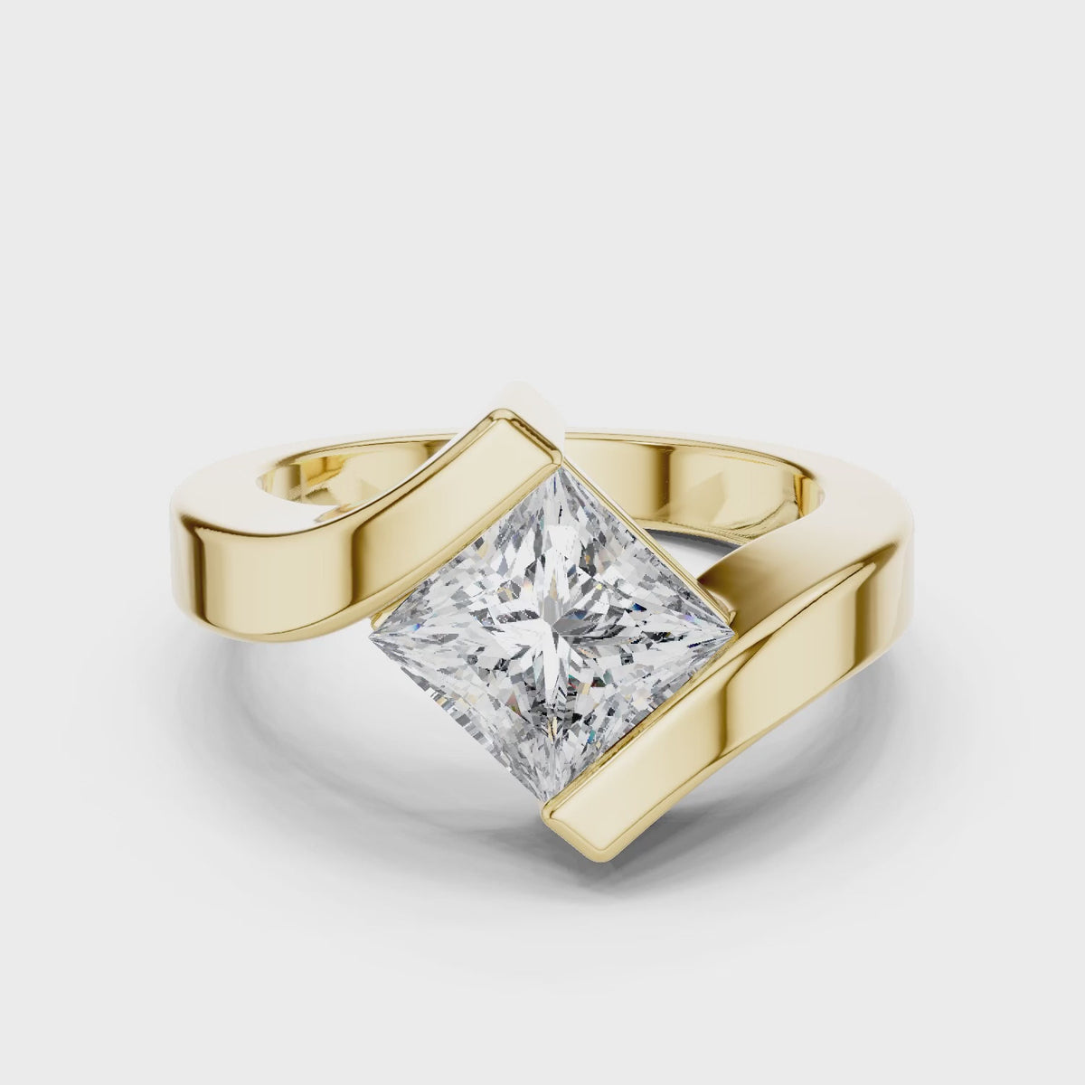 Isla 2 Carat Princess Lab Grown Diamond Bezel Ring - Yellow Gold video
