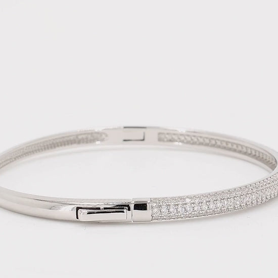Divara Dahlia Bangle sterling silver 925 cubic zirconia bracelet, 360 degree video