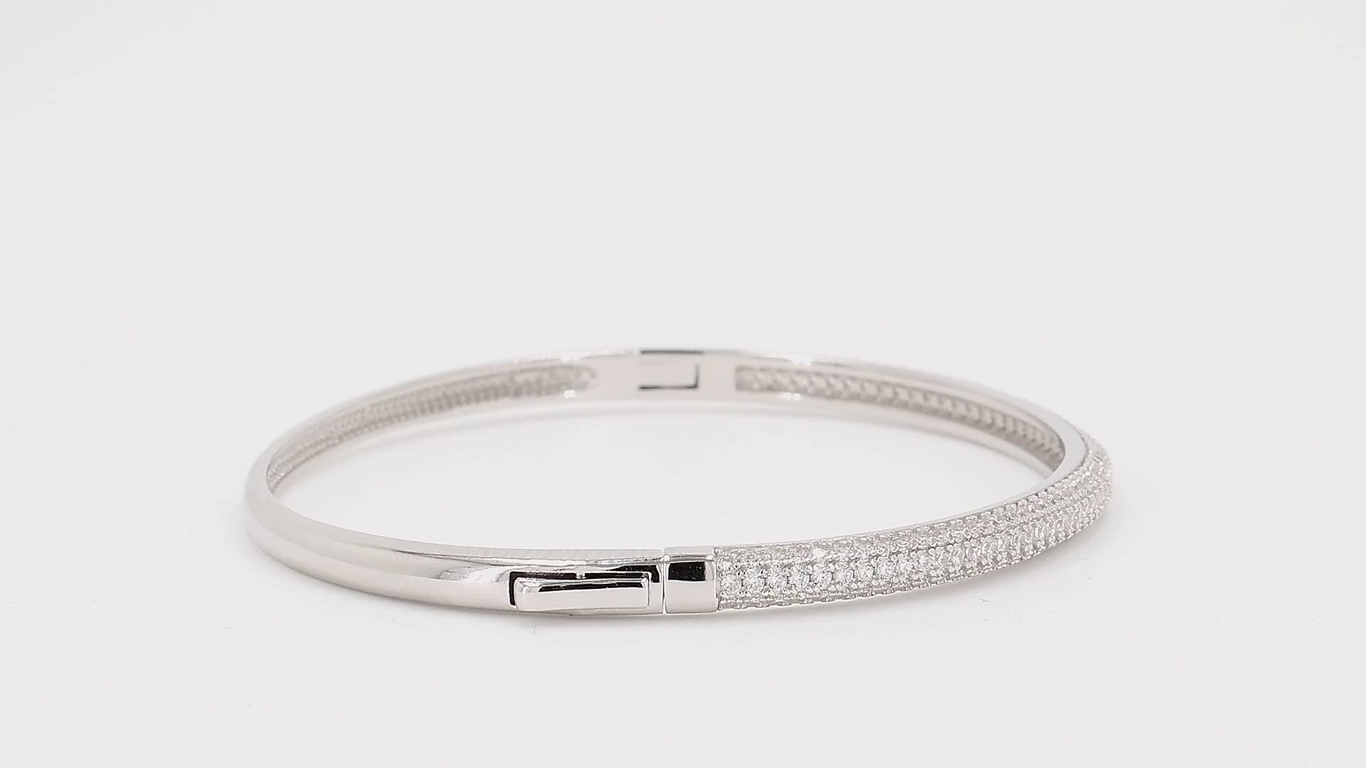 Divara Dahlia Bangle sterling silver 925 cubic zirconia bracelet, 360 degree video