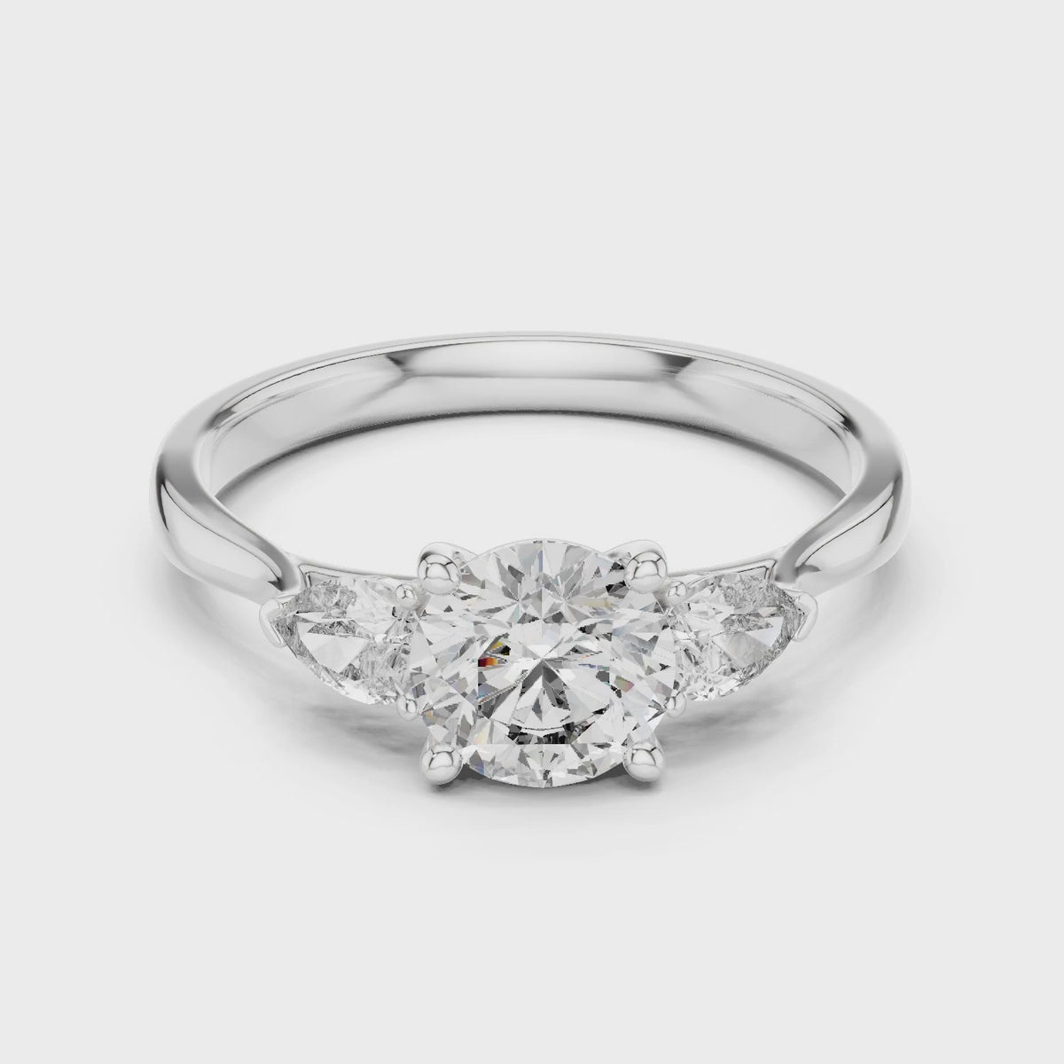 Sienna 1.5 Carat Round Lab Grown Diamond Three Stone Ring - White Gold video