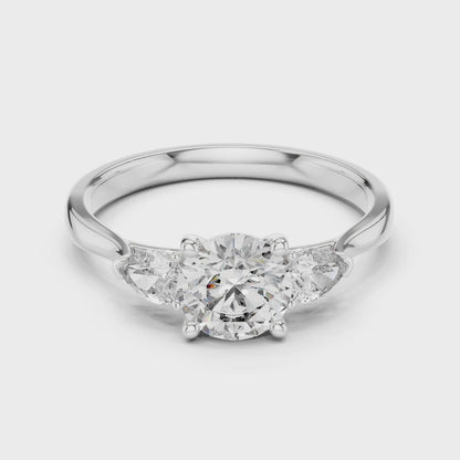 Sienna 1.5 Carat Round Lab Grown Diamond Three Stone Ring - White Gold video