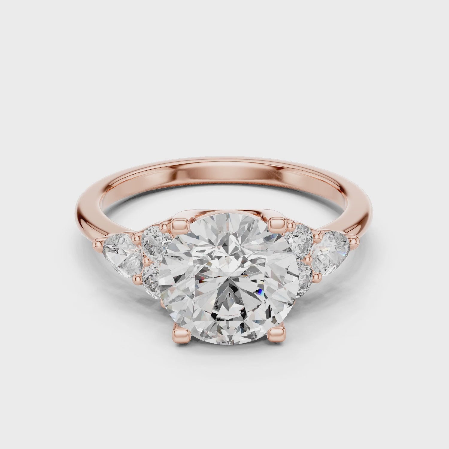 Sienna 2 Carat Round Lab Grown Diamond Pear Engagement Ring - Rose Gold video