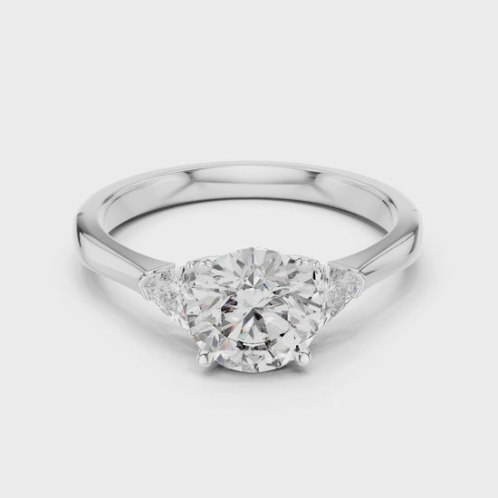 Sienna 1 Carat Round Lab Grown Diamond Bezel Three Stone Ring - White Gold video
