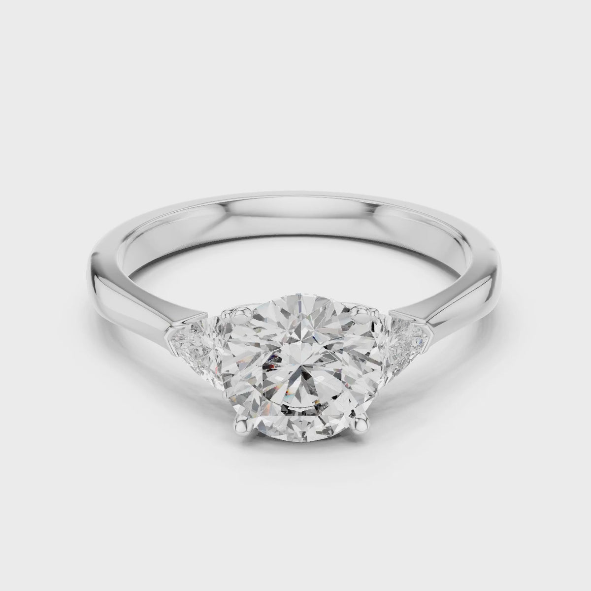 Sienna 1 Carat Round Lab Grown Diamond Bezel Three Stone Ring - White Gold video