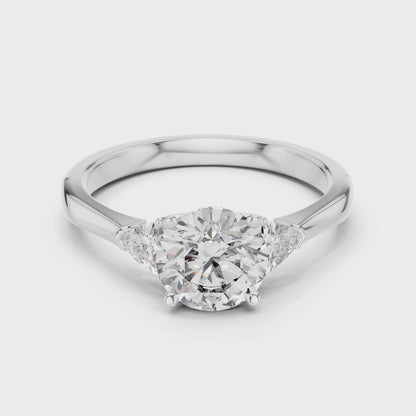 Sienna 1 Carat Round Lab Grown Diamond Bezel Three Stone Ring - White Gold video