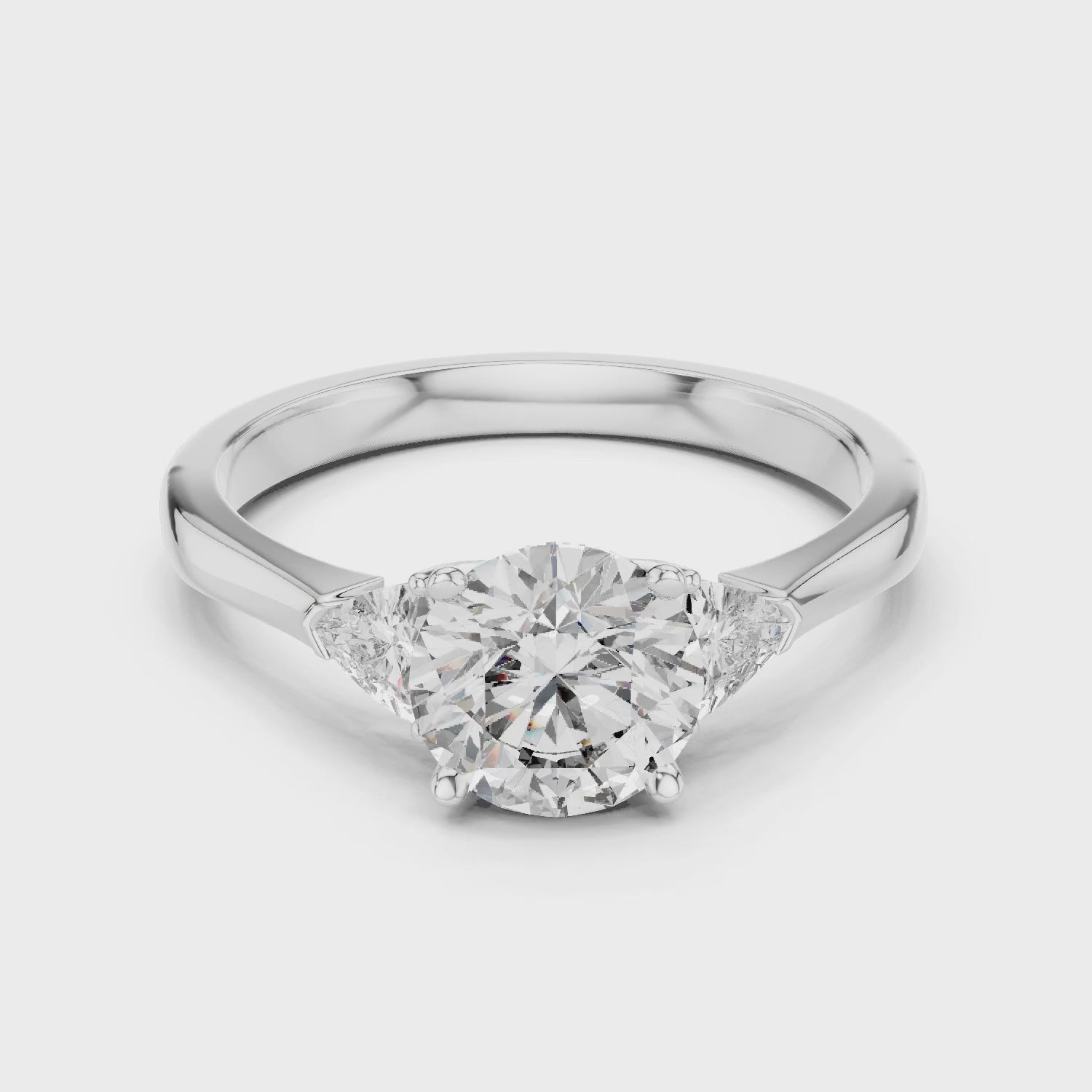 Sienna 1 Carat Round Lab Grown Diamond Bezel Three Stone Ring - White Gold video
