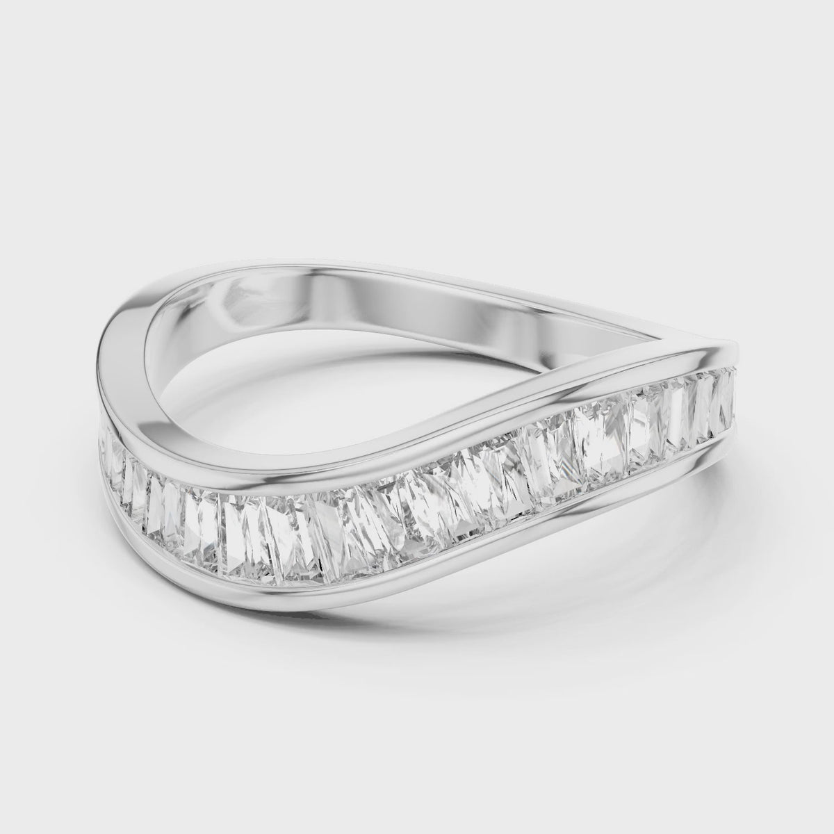 Vera Baguette Lab Grown Diamond Half Eternity Ring - White Gold video