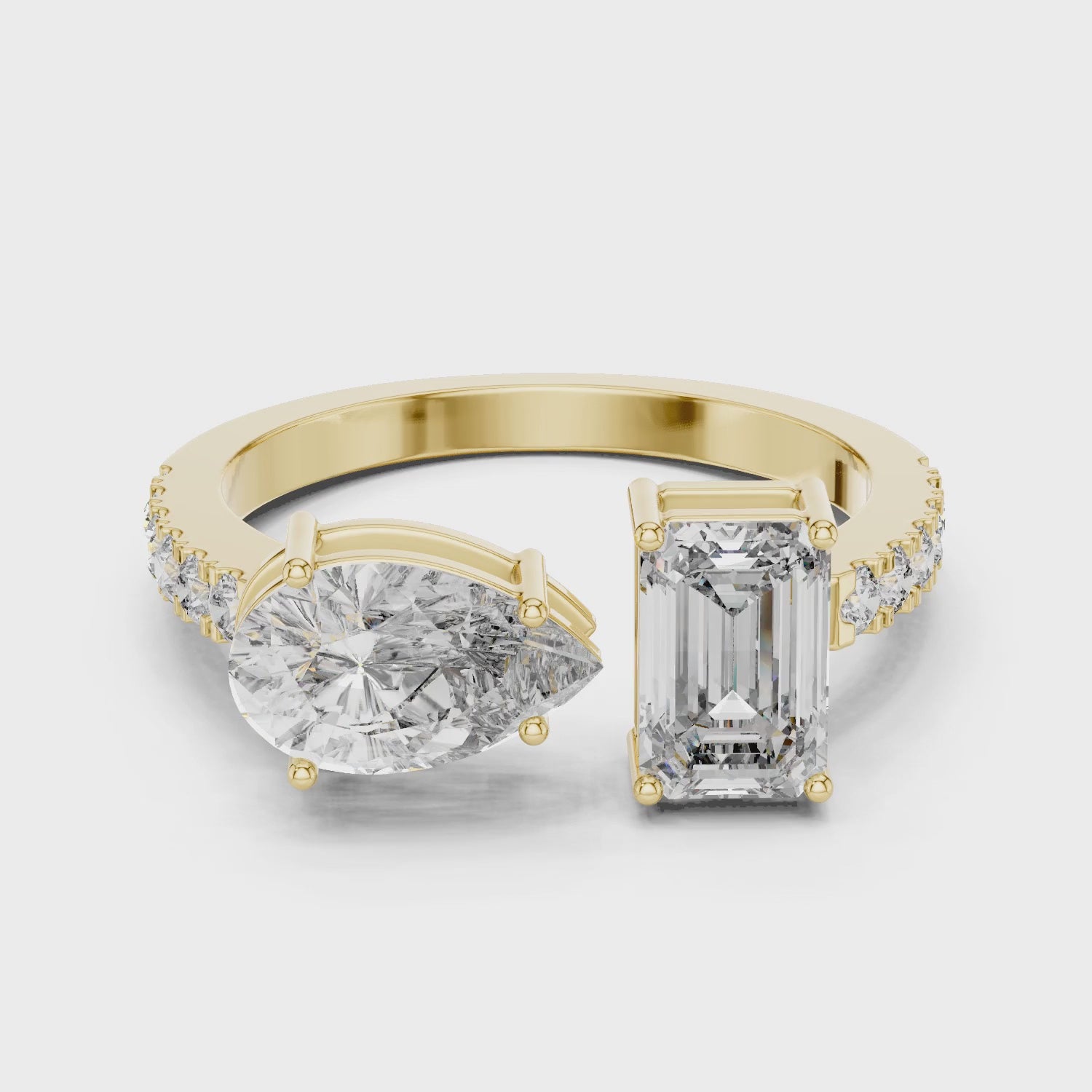 Vera 2 Carat Pear Lab Grown Diamond Toi et Moi Ring - Yellow Gold video