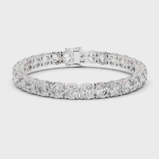 Aurora 25 Carat Round Lab Grown Diamond Tennis Bracelet - White Gold video