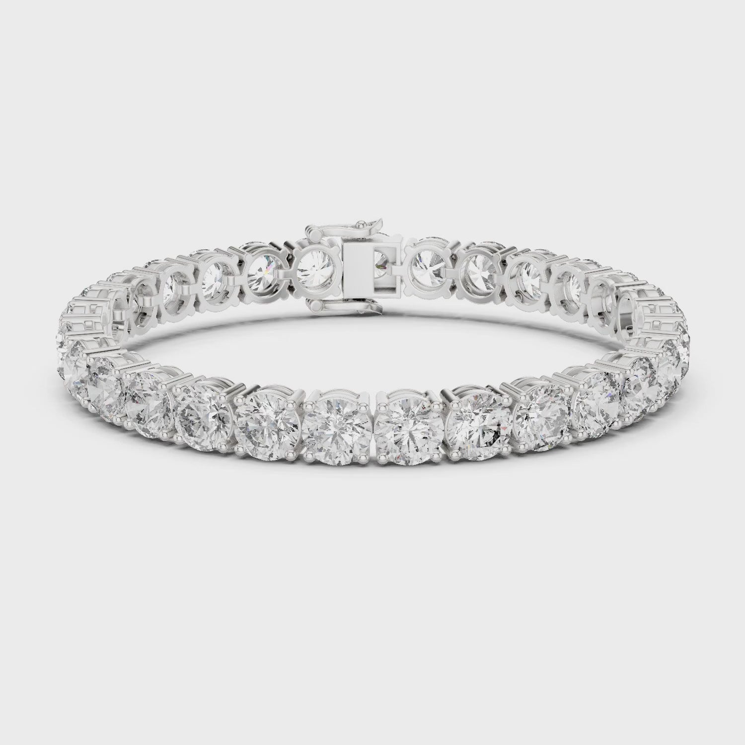 Aurora 25 Carat Round Lab Grown Diamond Tennis Bracelet - White Gold video