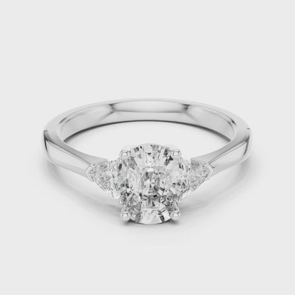 Sienna 1 Carat Cushion Lab Grown Diamond Three Stone Ring - White Gold video