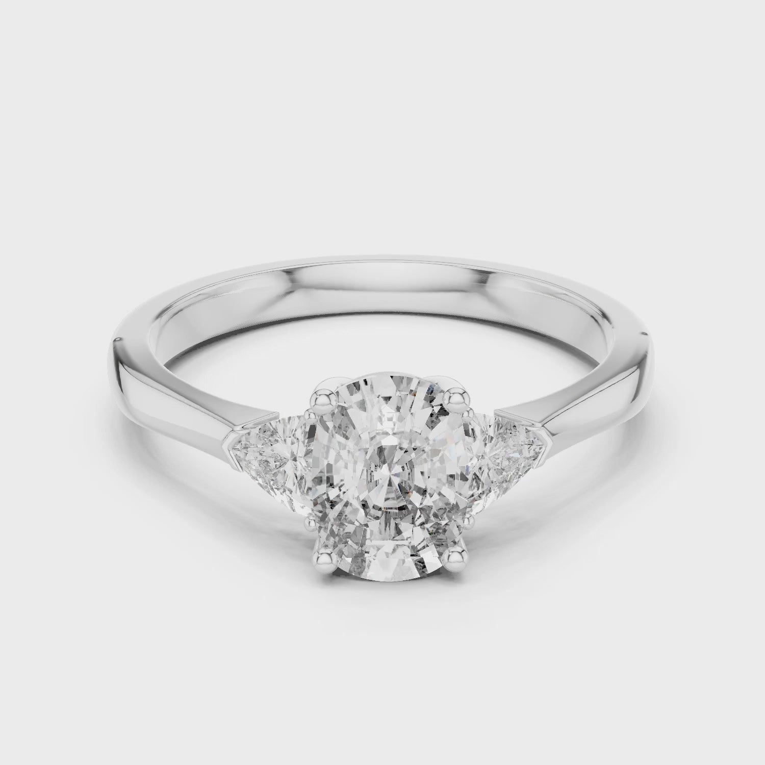 Sienna 1 Carat Cushion Lab Grown Diamond Three Stone Ring - White Gold video